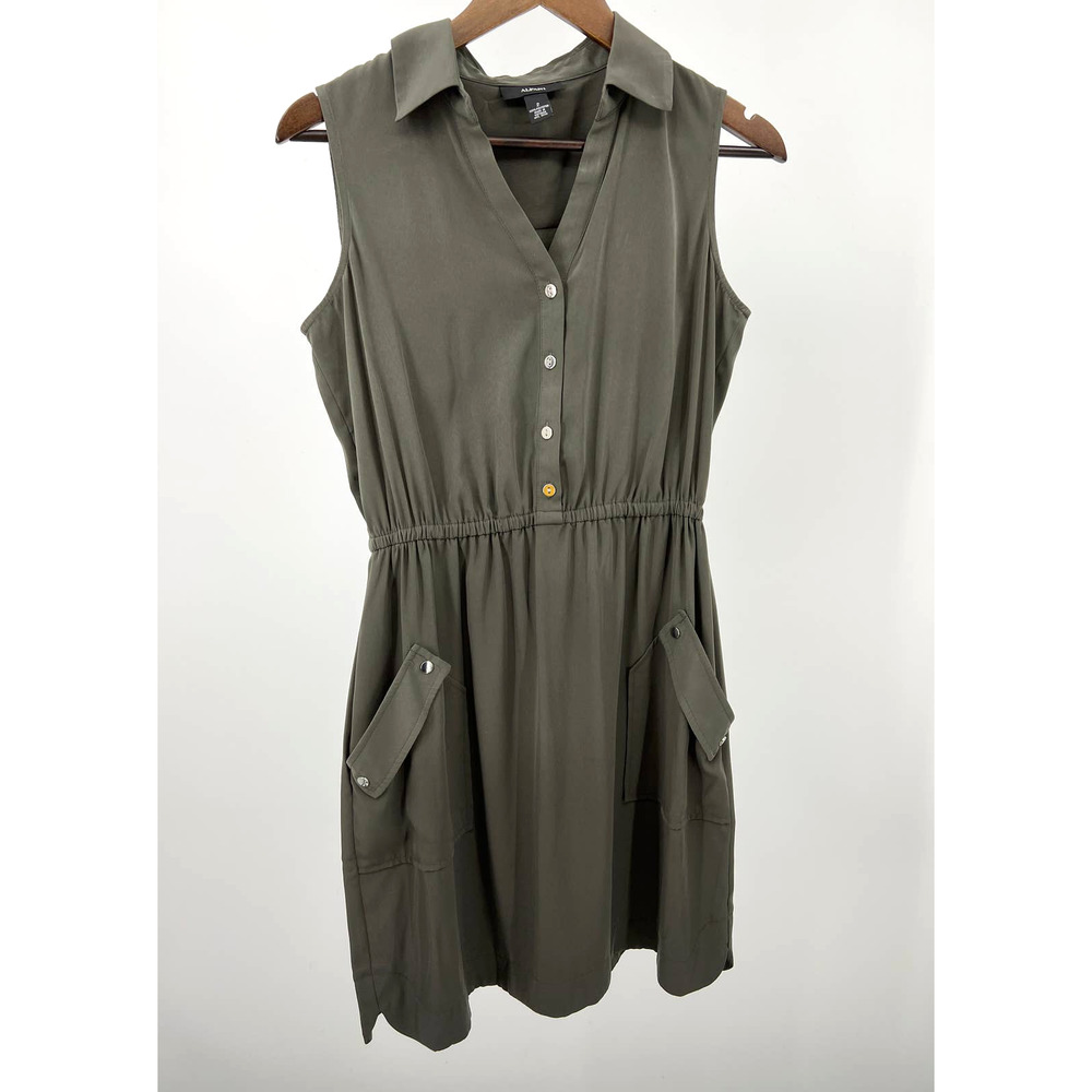 Alfani Dress Sleeveless Olive Green Knee Length Women's Size 2